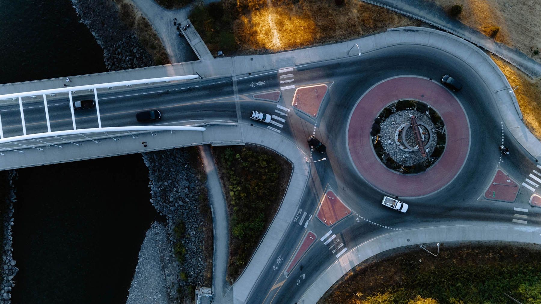 Aerial shot of a traffic circle