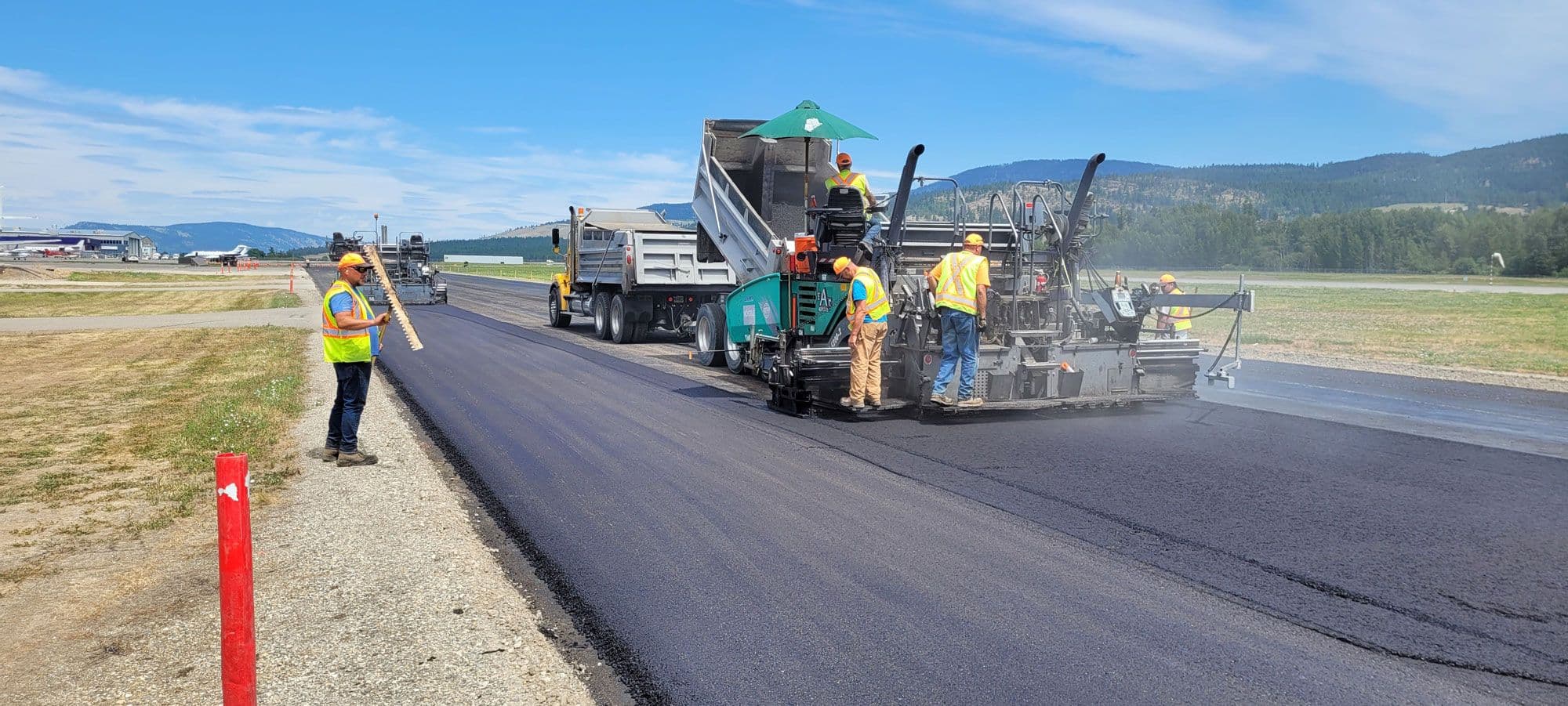 Paving crew at YLW airport in Kelowna