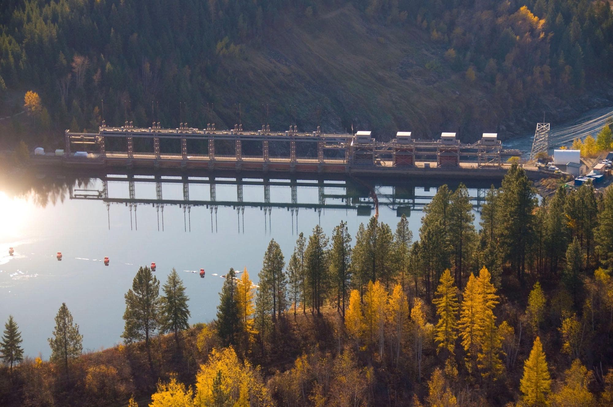 Aerial image of Waneta dam